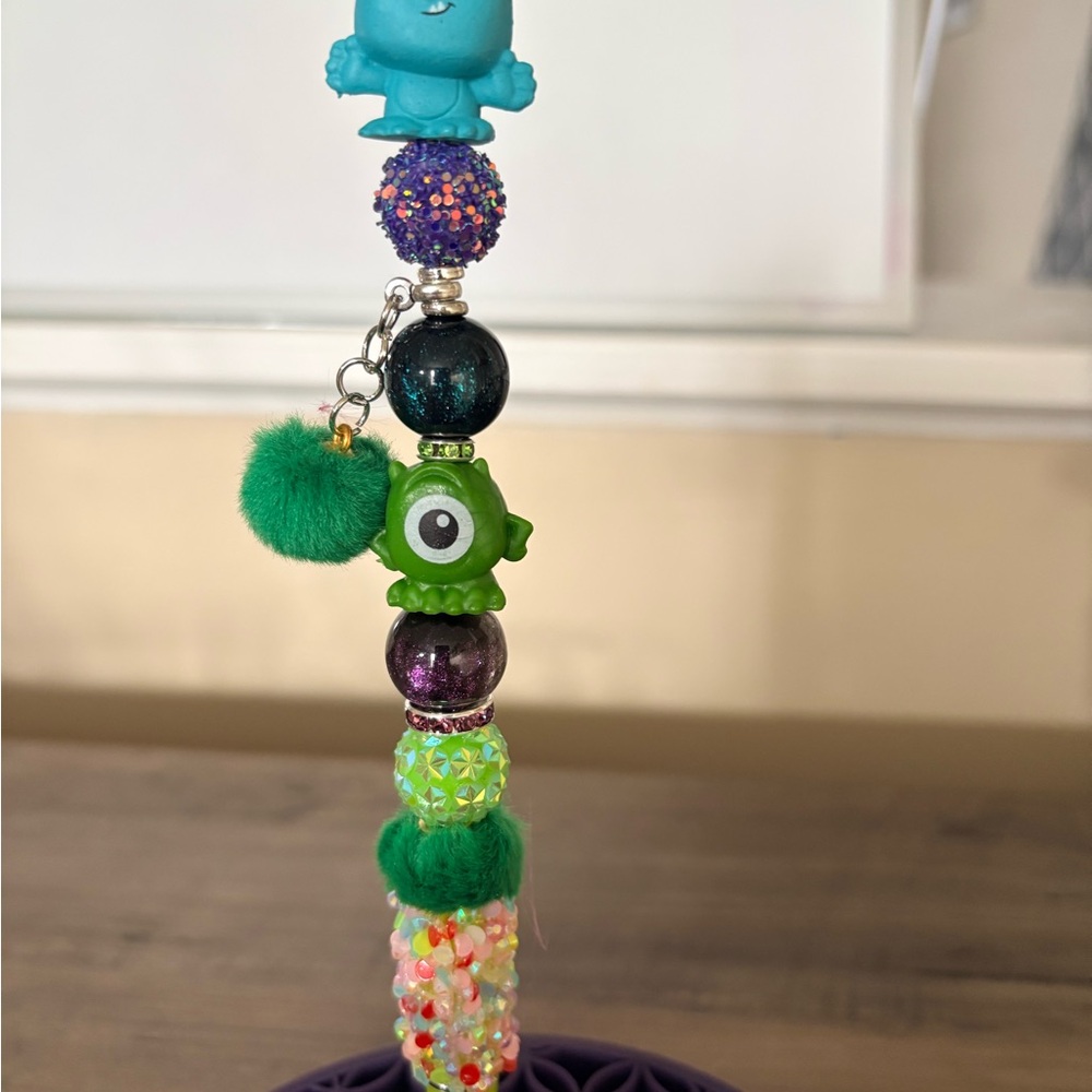 Colorful Beaded pen with Monster Charm